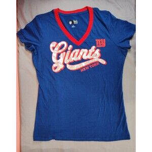 Women's NFL New York Giants Football Short Sleeve Shirt Blue Large